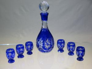 Coffret Liqueur 7 pieces Cristal Bleu