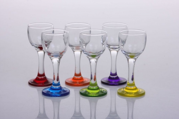 Coffret 6 Verres digestifs ballon pied couleur