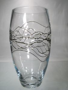 Vase en cristal filet Noir