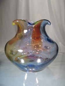 Vase en cristal Couleur forme ecrase Pièce unique signée Jablonski