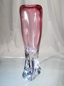 Vase Rose et Violet Cristal +24% plomb pièce unique 