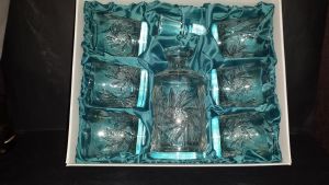 Coffret Whisky 7 pièces Etoile Cristal de Pologne carafe ronde