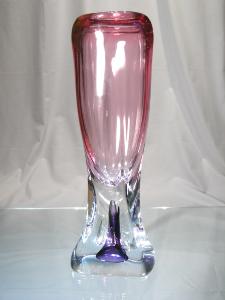 Vase Rose et Violet Cristal +24% plomb pièce unique 