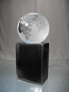 Trophée Noir Sulfure Globe Terrestre Murano