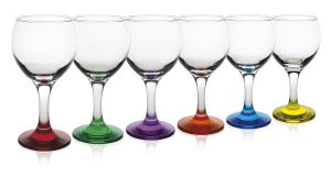 Coffret 6 Verres à vin ballon pied couleur