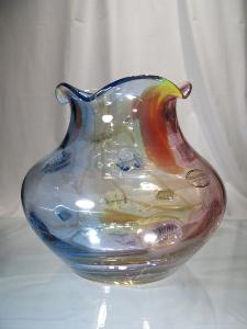 Vase en cristal Couleur forme ecrase Pièce unique signée Jablonski