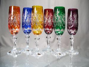 Flutes à Champagne Couleur Cristal de Bohème Etoile jambe calice