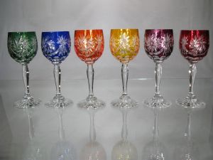 Verres Aperitifs Porto Taille Diamant Cristal Couleur de Bohème 