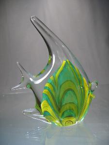 Poisson Scalaire Vert et Jaune Collection Murano