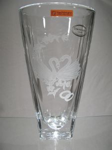 Vase en cristal grave Cygnes Mariage 