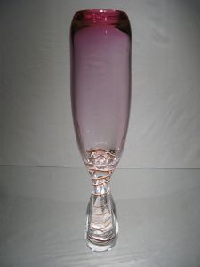 Vase Rose Cristal +24%plomb. pièce unique 