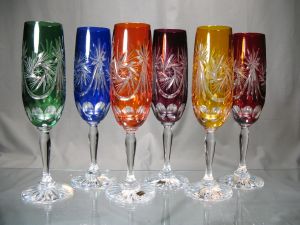 Flutes à Champagne Couleur Cristal de Bohème Etoile