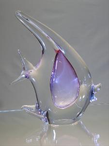 Poisson scalaire cristal bleu ou rose Collection Murano