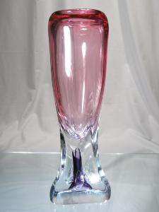 Vase Rose et Violet Cristal +24% plomb pièce unique 