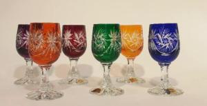 Verres à digestif en Cristal de Bohème en couleurs