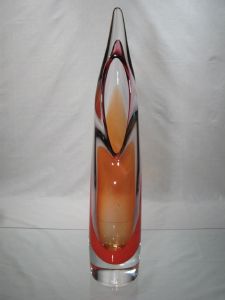 Vase Soliflore Feuille Murano Rouge