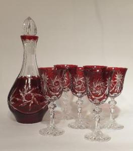 Coffret 7 pieces à Vin Cristal Rouge taille diamant