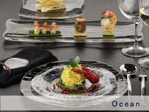 Service 4 Assiettes en cristal +24% plomb collection Ocean