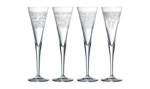 4 Flûtes à champagne en cristal décor arabesques assortis: collection Delight